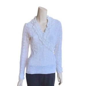 Unique! NWT ANNE FONTAINE White Lace Blouse Shirt Top 40 US 6 8